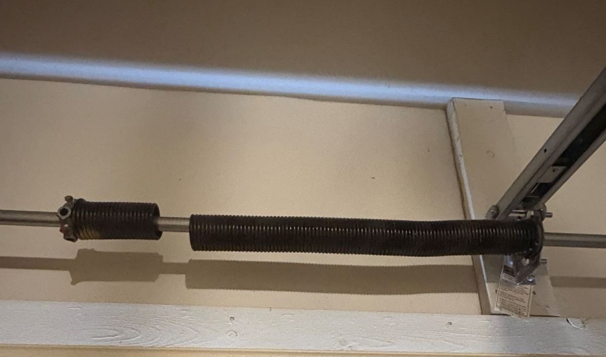 Broken spring on a garage door